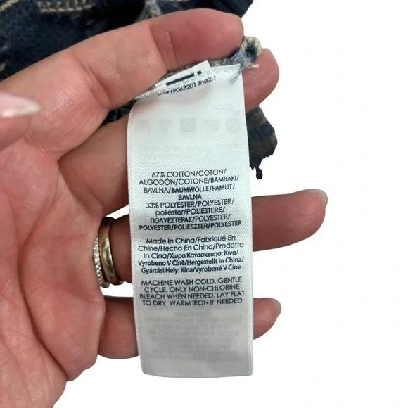 Chaps Western Sweater Blue Tan Pullover Striped Neckline Crisscross Tie Size L - Picture 8 of 8